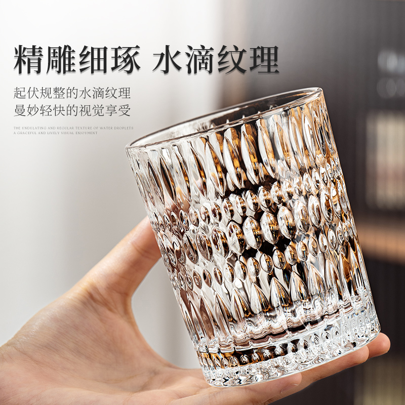 Taza de agua de vidrio en relieve con un conjunto de alta calidad de té para beber jugo de cerveza tazas de café