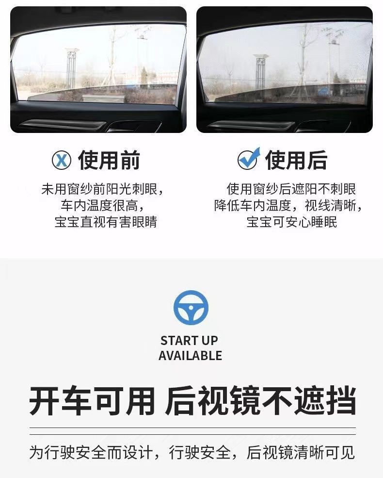 Car Mosquito Net Window Screen, Car Window-Specific Curtain, Car Mosquito Net, In-Car Sunshade Screen, Privacy Sunshade Curtain