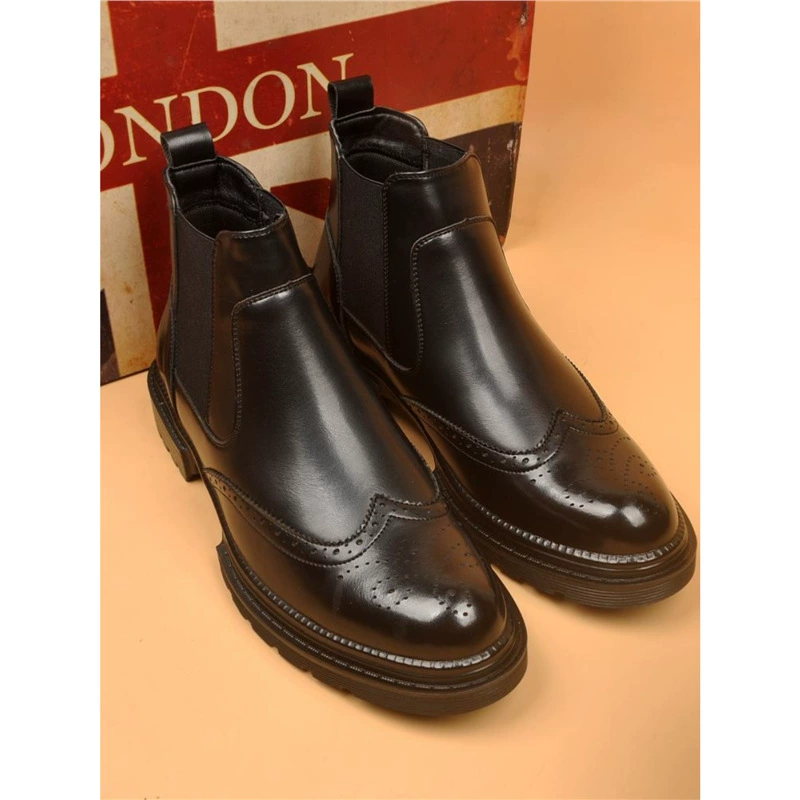 Осенние и зимние новые мужские кожаные сапоги Буллок с резным наконечником Челси сапоги