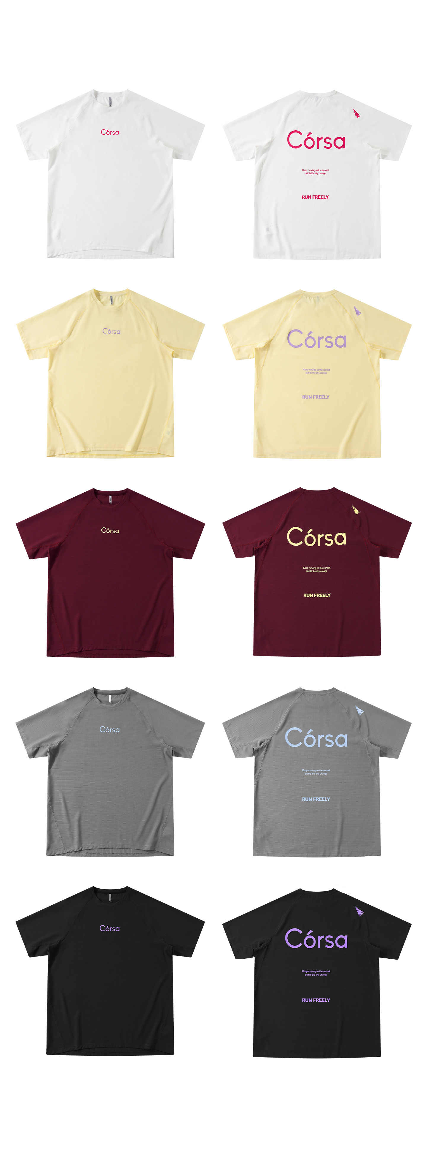 T-shirt de sport contrasté à séchage rapide, collection été 2026, respirant, léger et fin, idéal pour la course à pied en extérieur. Manches courtes._voghion.com