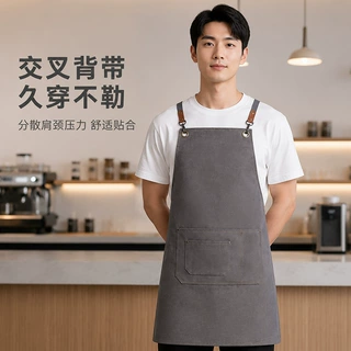 跨境加厚帆布围裙防泼水家用上班耐脏耐磨工作服围裙批发印字logo