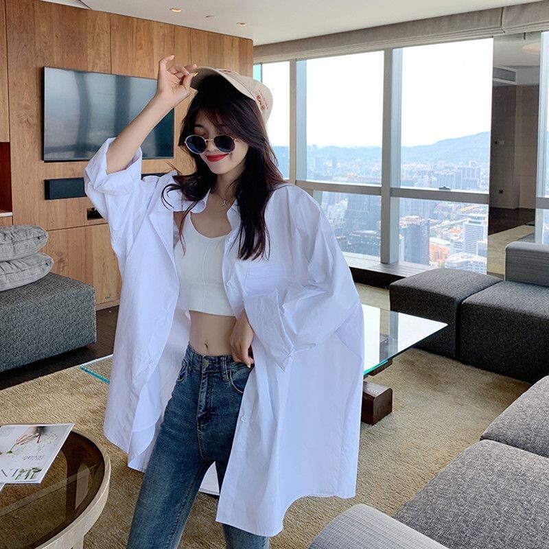 Spring Shirt for Female Students, Loose Long-Sleeve Base Layer, Versatile Layering, Stylish White Shirt Top for Women Spring Shirt for Female Students, Loose Long-Sleeve Base Layer, Versatile Layering, Stylish White Shirt Top for Women