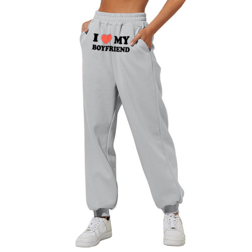 New I MY BOYFRIEND Printed Casual Sweatpants for Men and Women Loose Leggings High-Waisted Sports and Home Sweatpants