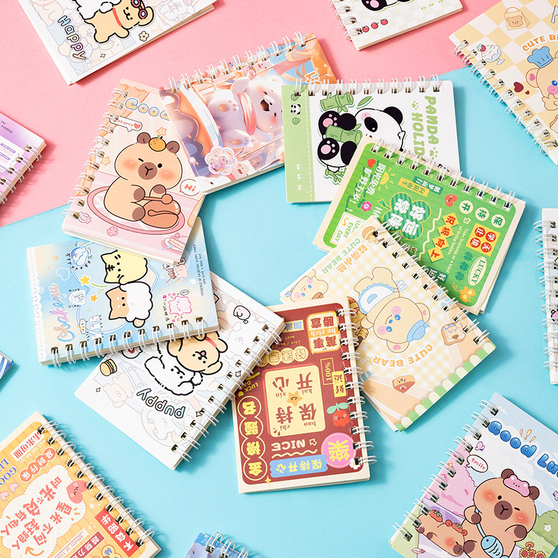 小学生のかわいいテキストロールオーバーコイルブック学生単語ハンドブック小さなブックポケットミニA7メモ帳|undefined