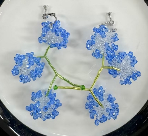 Cuentas azules largas aretes de flores con bordas exageradas joyas de orejas de vacaciones en la playa de mar pernos de orejas para mujeres sin agujeros de orejas image 7