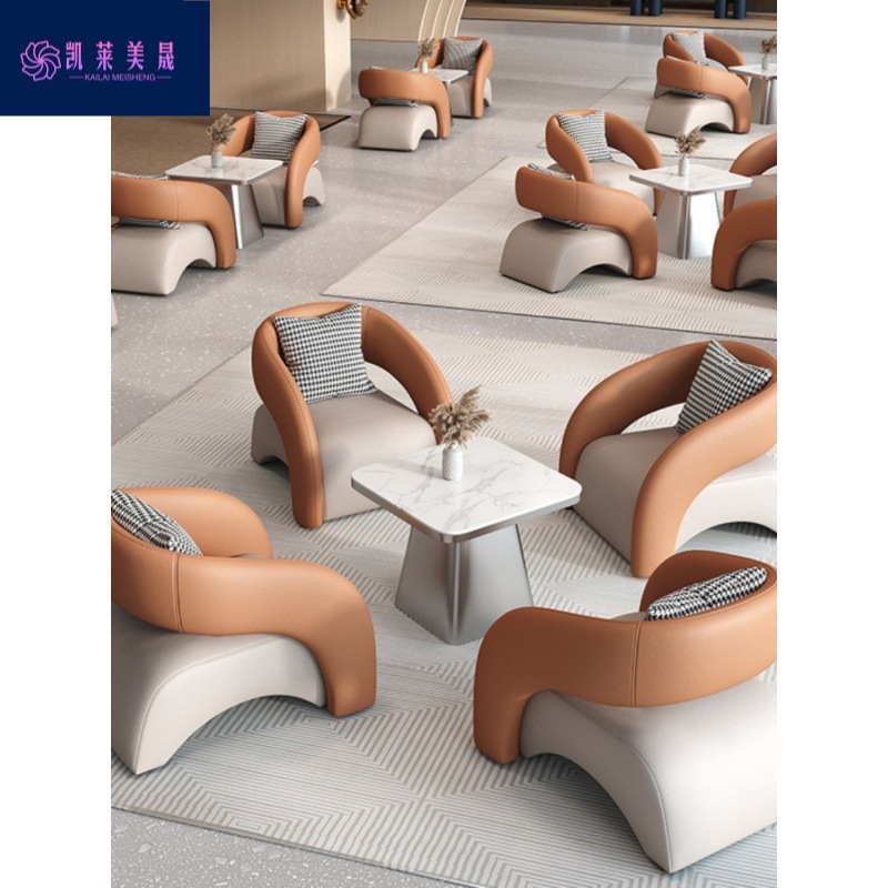 New Light Luxury Style Negotiation Table and Chairs for Sales Offices, Beauty Salons, Hotels, Rental Apartments, Wooden Single-Person Three-Piece Set