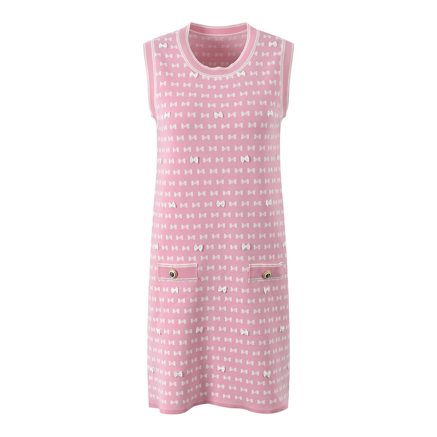 Abito senza maniche con scollo rotondo e stampa a fiocco da donna_voghion.com