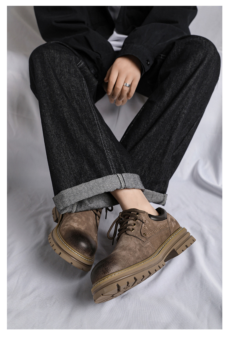 British Men's Leather Chukka Boots Thick Sole Comfortable Shoes_voghion.com