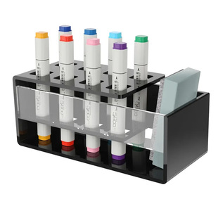 Acrylic Black Transparent 8-Slot Dry Erase Marker Storage Rack with Magnetic Suction Suitable for Office Conference Room
