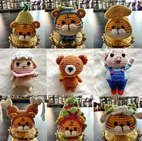 手工钩织毛线成品挂件摆件鲜花盆栽玩偶头花毯发卡圣诞节帽材料包