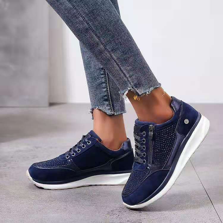 Scarpe sportive con strass per il commercio estero scarpe da corsa da donna da donna con fondo spesso cerniera traspirante con lacci slip on scarpe da ginnastica casual da donna all'ingrosso_voghion.com