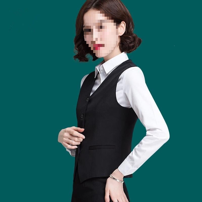 Professional workwear vest for women, summer and spring/autumn short style, slim-fit vest jacket