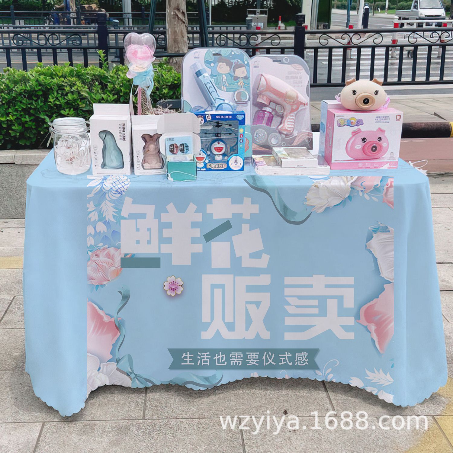 Venta de flores publicitarias publicidad mercado nocturno puestos de mesa tela carro mesa tela tela de mesa acera