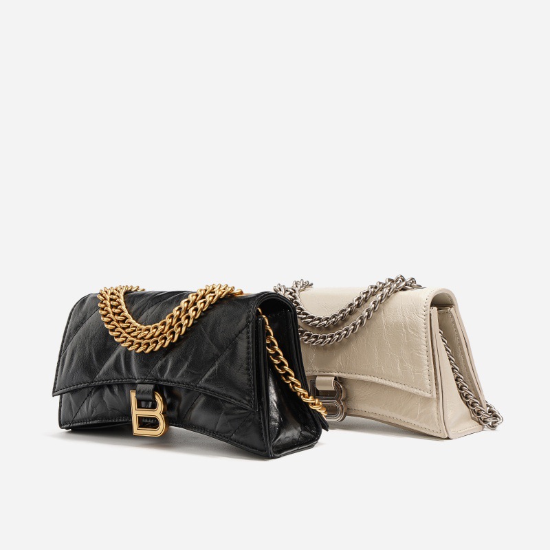 Hourglass Bag For Women 2025 New Arrival Genuine Leather Ruched Chain Crossbody Underarm Bag Luxury Multi-Compartment Small Phone Bag - Thumbnail 2