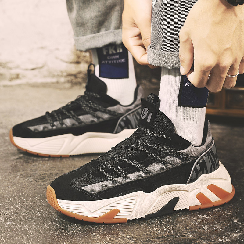 Scarpe sportive da uomo Scarpe da passeggio Scarpe in pelle Scarpe da ginnastica Tessuto Scarpe da ginnastica versatili leggere con assorbimento degli urti_voghion.com