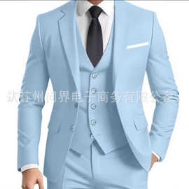 新款男士休闲西装婚礼主持外贸西装套装商务结婚伴郎男士休闲跨境