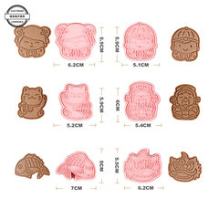 New Year's cookie mold 3D cartoon sugar cookie grinding tool fondant plastic push-type household baking mold