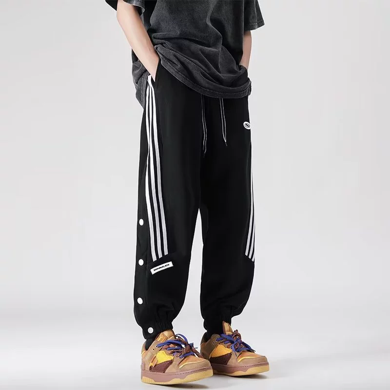 Осенне-зимние модные брендовые повседневные брюки на пуговицах, спортивные штаны с завязкой на щиколотке, мужские весенне-осенние свободные спортивные штаны в американском стиле
