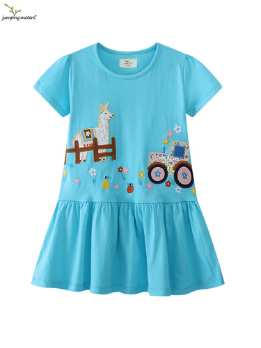 Jumpinmeters Girls' Dress Summer New Arrival European and American Style Embroidered Princess Dress for Small and Medium-Sized Children