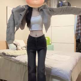 韩系短款小香风外套女春秋设计感小众抽绳宽松外搭翻领开衫夹克潮