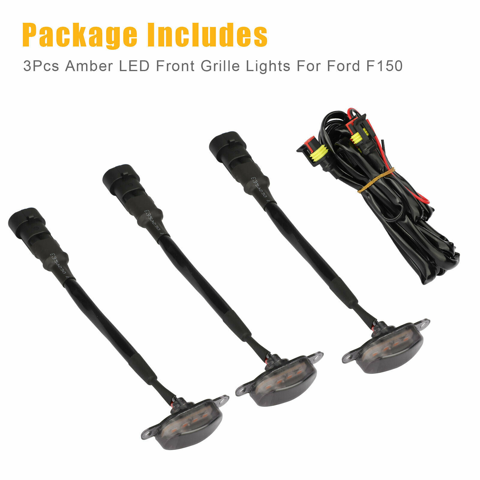 Auto SUV F150 Raptor Luz de red LED Luz amarilla pequeña Luz de advertencia de niebla Luz de ceja de rueda Frente