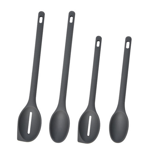 Integrated silicone dense spoon with long handle, mixing spoon, salad spoon, salad spoon, kitchen cooking tool