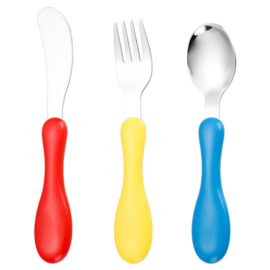 304 stainless steel children's cutlery set baby baby feeding complementary practice spoon cartoon cute