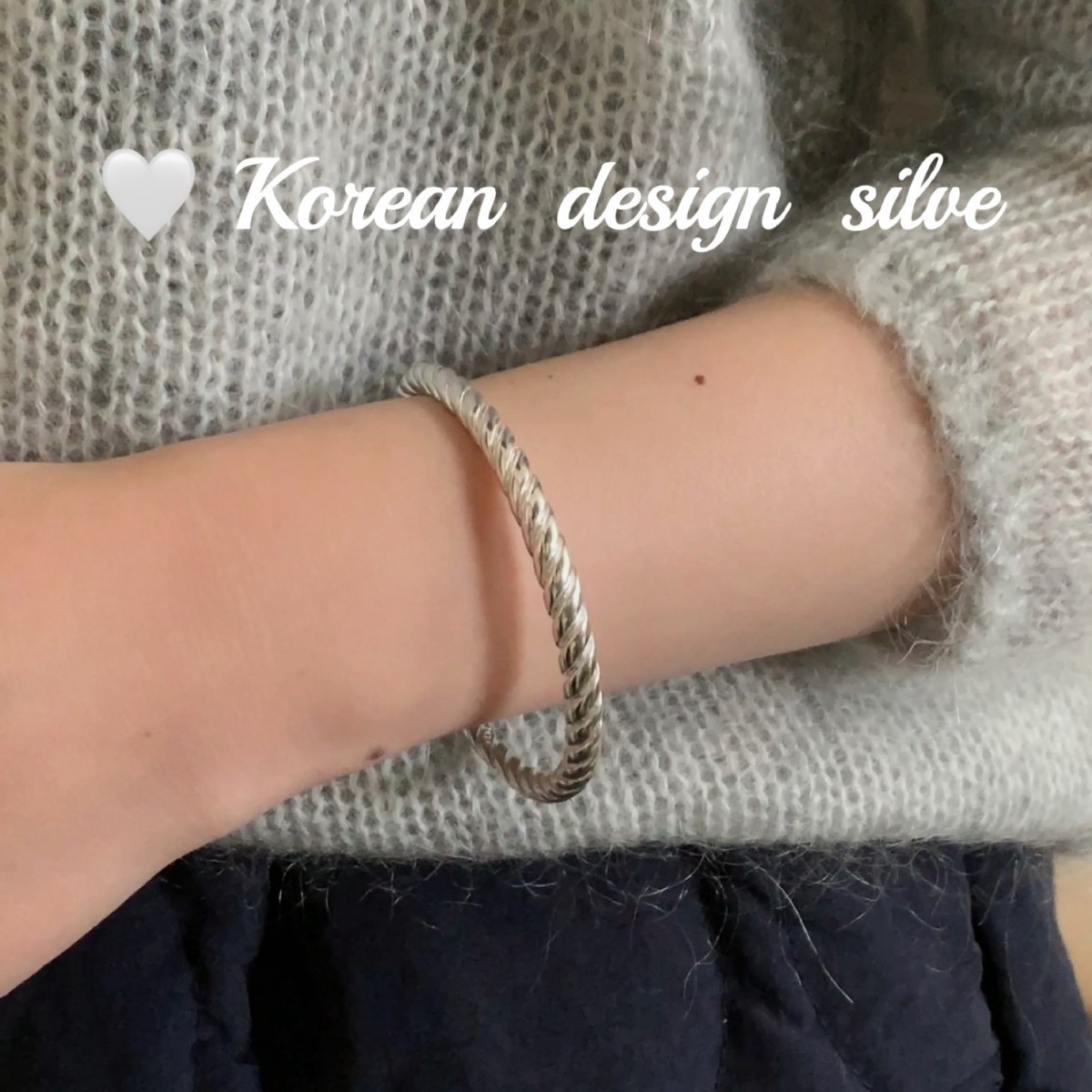 韓版東大門重工高級感銀飾 S925純銀百搭麻花扭紋手鐲女疊戴手環