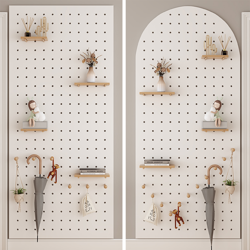 0J Perforated Board Solid Wood Custom Wall Storage Rack Wooden Entrance Door Living Room Entrance Wooden Decorative Wall Hanging Storage