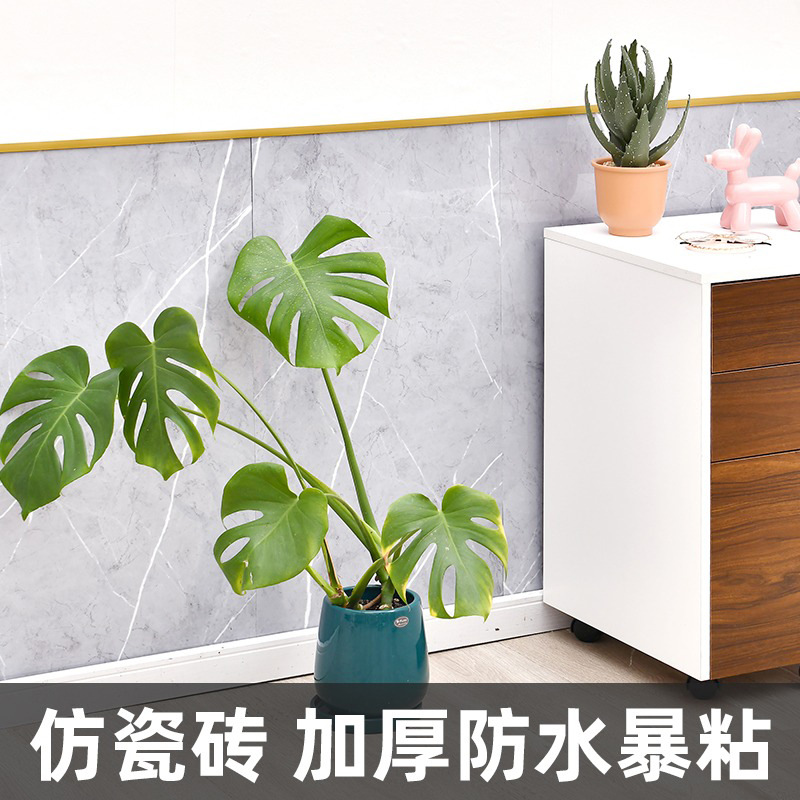 Transfronterizo Amazon autoadhesivo pared imitación azulejos PVC papel pintado cocina plana baño renovación de la pared impermeable image 5