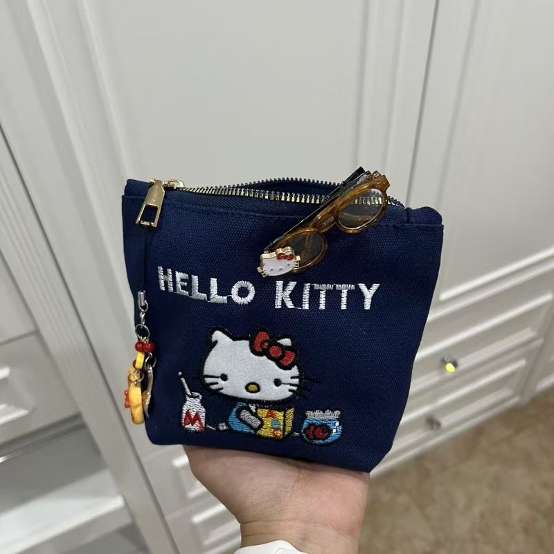 HelloKitty可爱零钱包灯芯绒化妆包少女心小方包便携外出收纳包|undefined