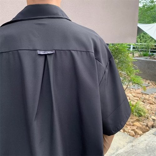 White Ice Silk Short Sleeve Shirt for Men - Summer Thin Model, Cool Style, Relaxed Feel, Draped Collar, British Elegant Cool Men's Clothing