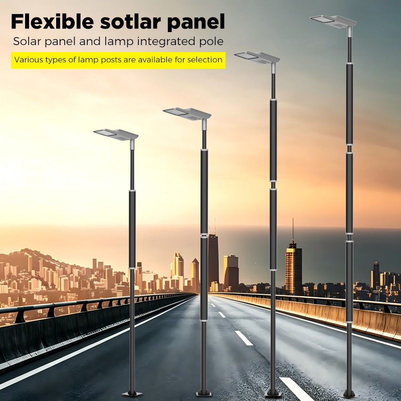 Guohui Lighting Flexible Integrated Solar Pole Light with Solar Panel Wrapped Around Street Light 40-100W