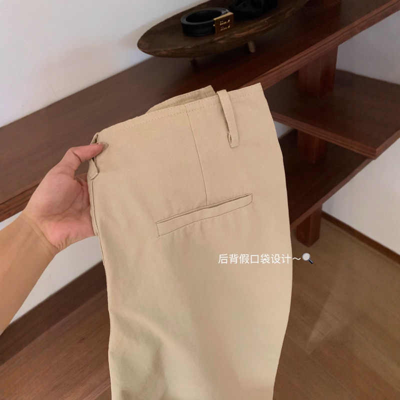 WGWE7169#两色低腰休闲裤~慵懒别致腰头显瘦直筒裤休闲裤|undefined