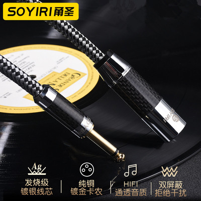 SOYIRI 镀银6.5大二芯转卡农公6.35mm麦克风话筒调音台音频连接线