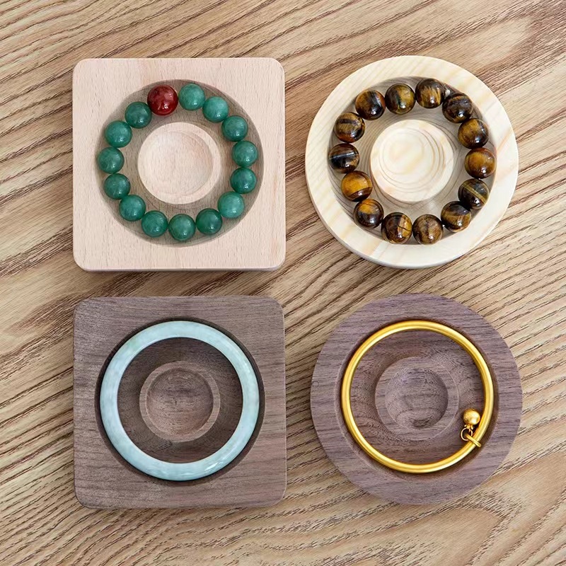 Chino antiguo estilo de la joyería de almacenamiento de fotos apoyos Nogal Negro pulsera bandeja de madera maciza pulsera de la placa de visualización