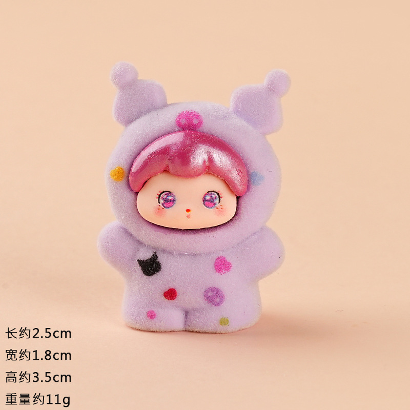 植毛加工された漫画風動物フィギュアDIY、ネット有名配信者向けブラインドボックス、ブラインドバッグアクセサリー、樹脂製卓上飾り、ミニフィギュア