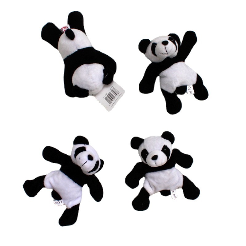 新款批发卡通冰箱贴创意狮子毛绒玩具可爱小熊猫磁铁公仔布娃娃