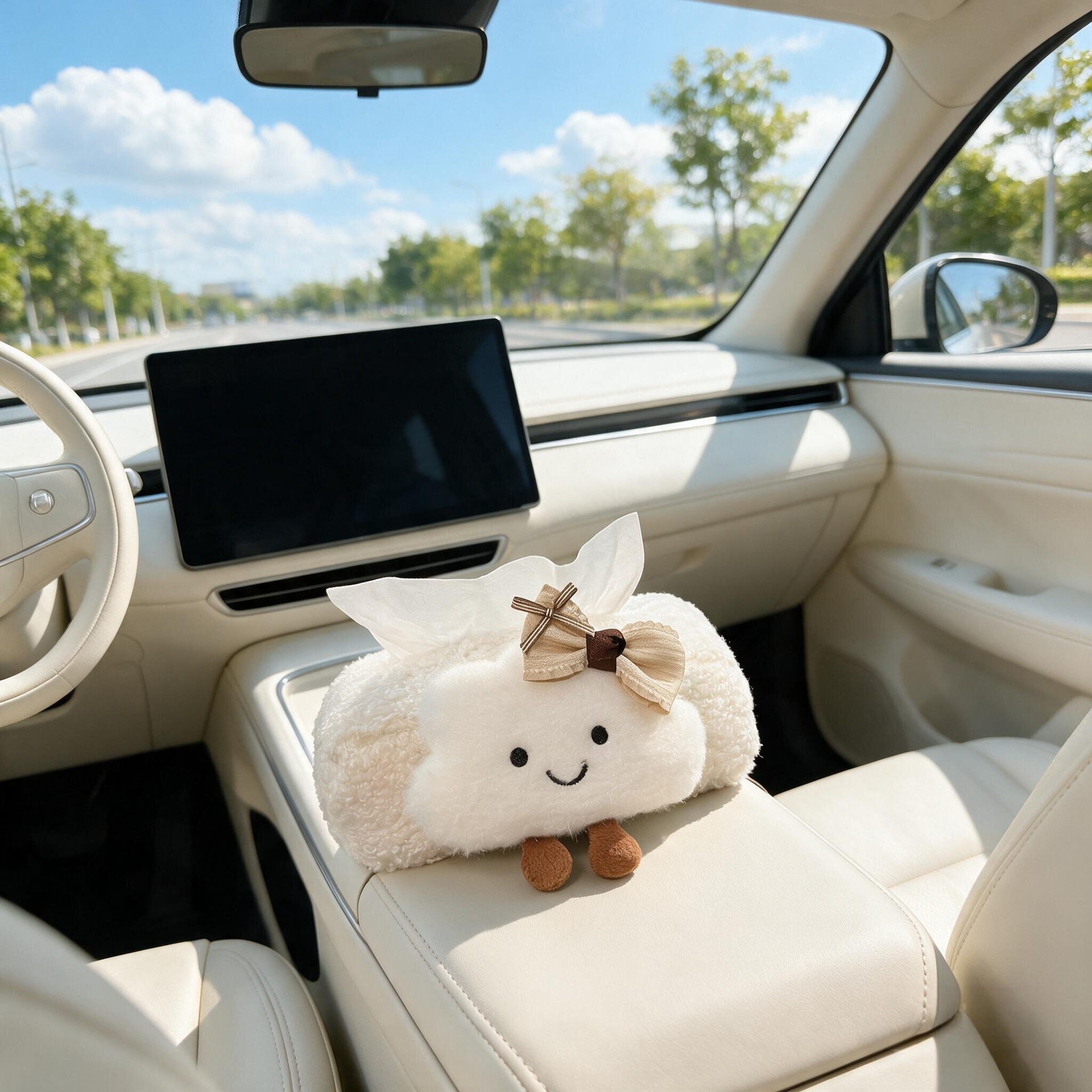 2026 New Model Car Tissue Box, Armrest Box Tissue Holder, Seat-mounted Car Tissue Bag, Cute Cloud Design for Women