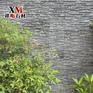 青石板流水石黑色流水板文化石背景墙庭院水幕墙园林景观墙景观石