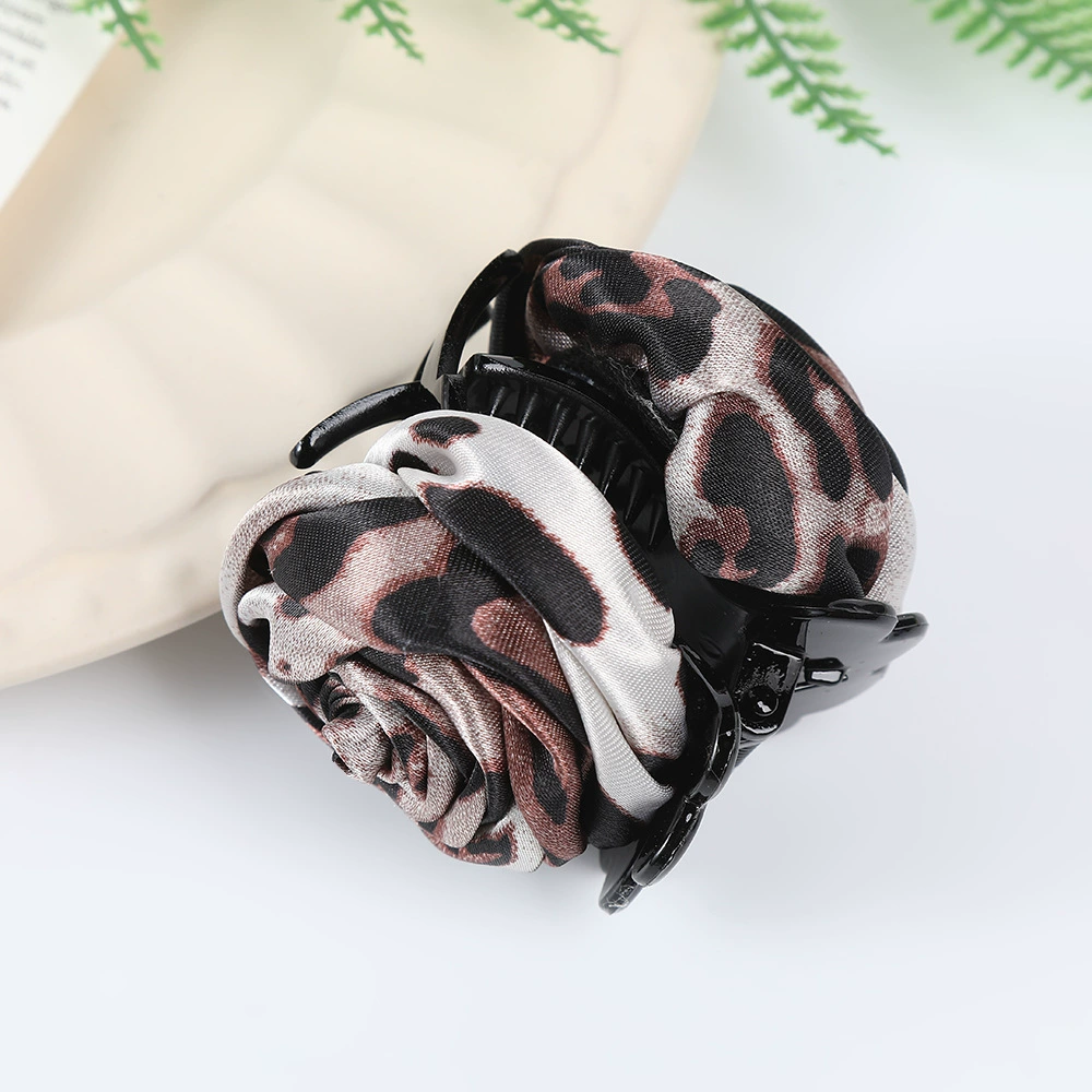 跨-border colorful leopard print camellia hair grab personality bun rose princess head female broken hair small scratch wholesale