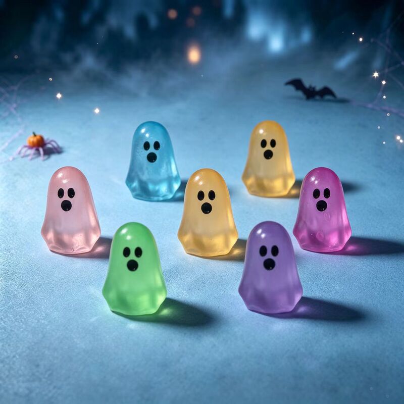 Colorful glow-in-the-dark miniature ghost charms, DIY jewelry accessories, Halloween desktop decorations, miniature landscape resin material kit Colorful glow-in-the-dark miniature ghost charms, DIY jewelry accessories, Halloween desktop decorations, miniature landscape resin material kit