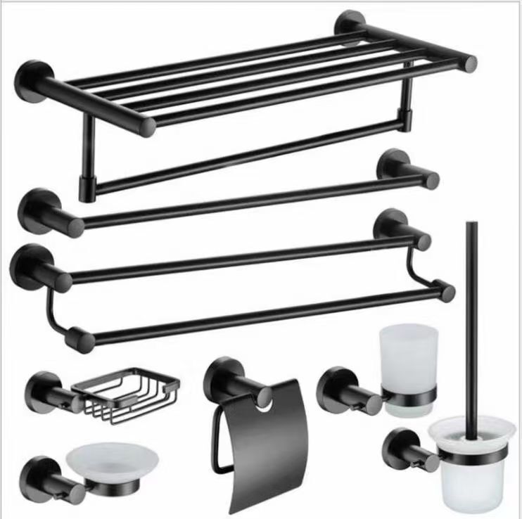 Cross-Border Bathroom Towel Rack Stainless Steel Bathroom Five-Piece Set Bathroom Storage Rack Hardware Hanging Set Home Decor