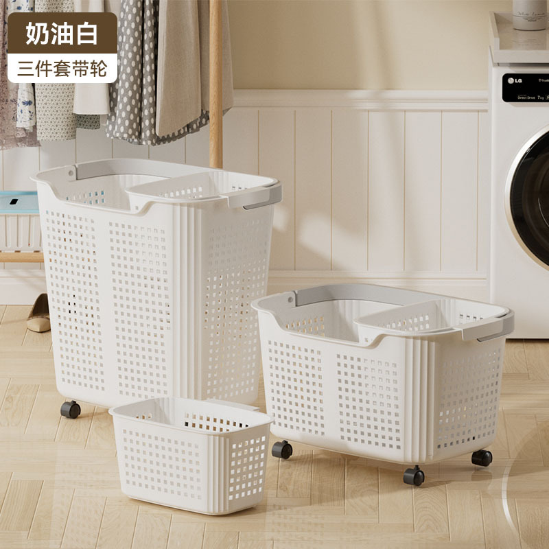Cesta de ropa sucia con ruedas transfronterizas, cesta de almacenamiento doméstica de gran capacidad, cesta de lavandería de almacenamiento de baño, cesta de ropa sucia de baño