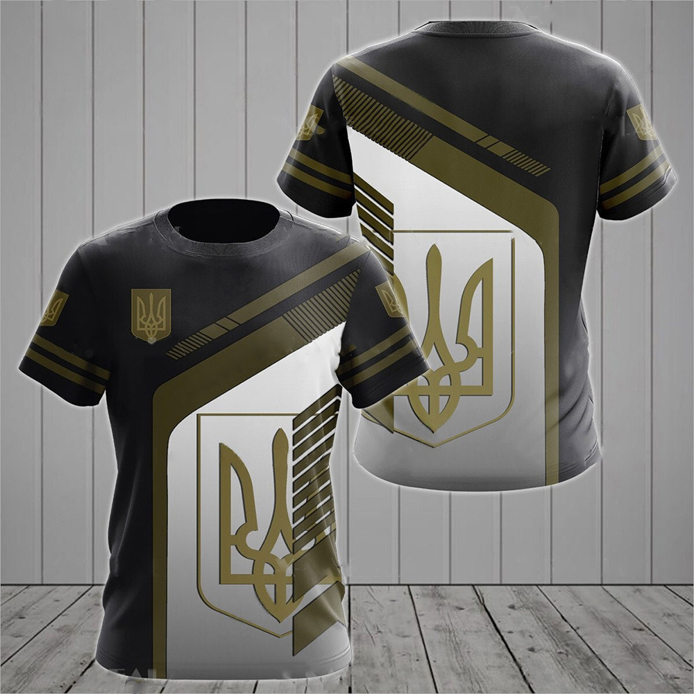 Camiseta de los hombres de Ucrania de manga corta de verano emblema nacional de Ucrania bandera impresa en 3D moda suéter de cuello redondo ropa