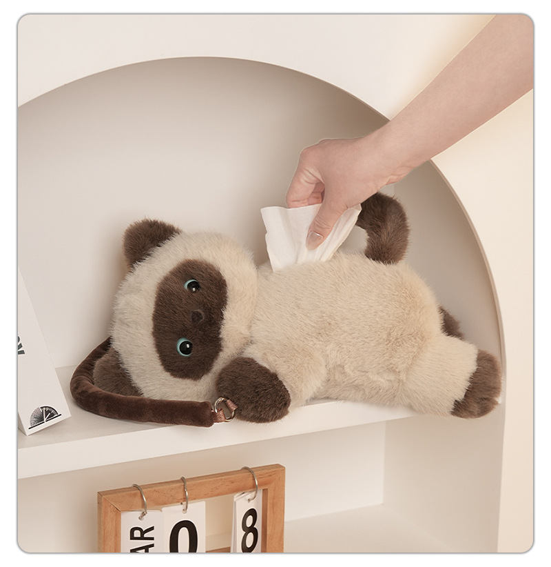 Cartoon Cute Kitten Tissue Box Office Desktop Decoration Tissue Holder Multifunctional Car Hanging Tissue Bag