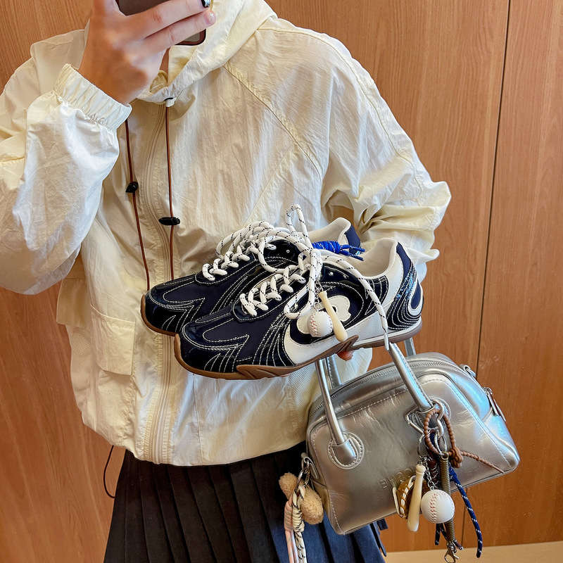 复古百搭棒球德训鞋女2025秋季新款透气薄底休闲运动赛车阿甘鞋|undefined