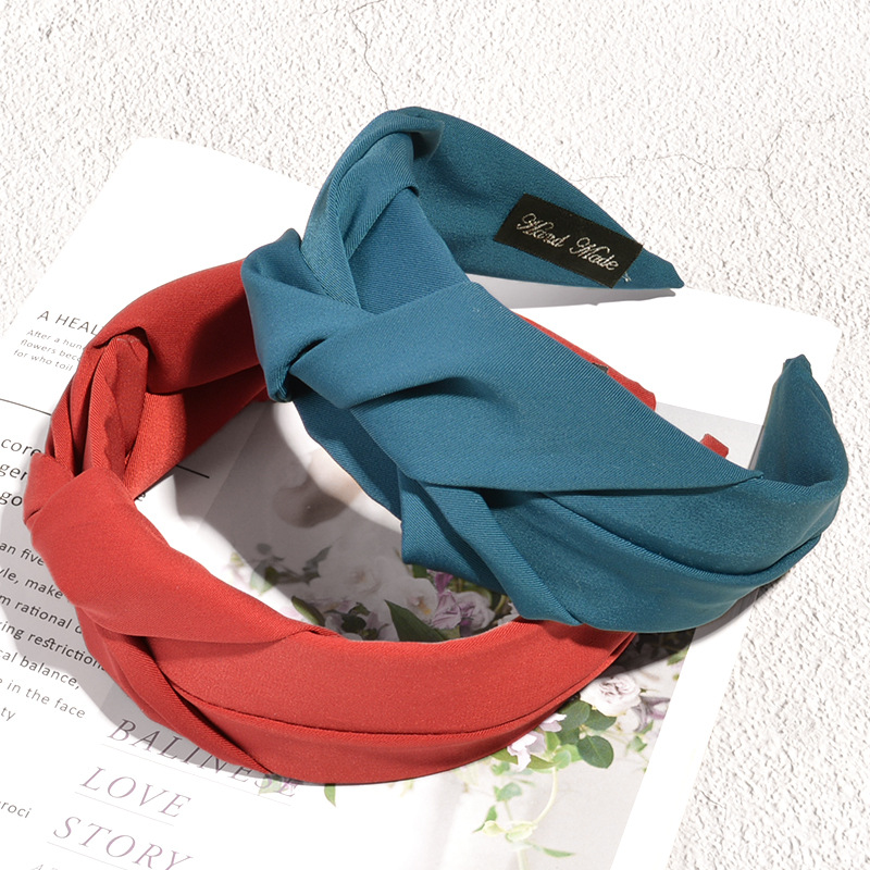 125g Weight Headwear Classification Housewarming, Anniversary, Business, Wedding Occasion Geometric Pattern Women'S Gender Fashion Style Khaki, Sky Blue, Caramel, Beige, Pink, Green, Grass Green, Yellow, Black Color Retro Solid Color Knotted Fabric Headband 4
