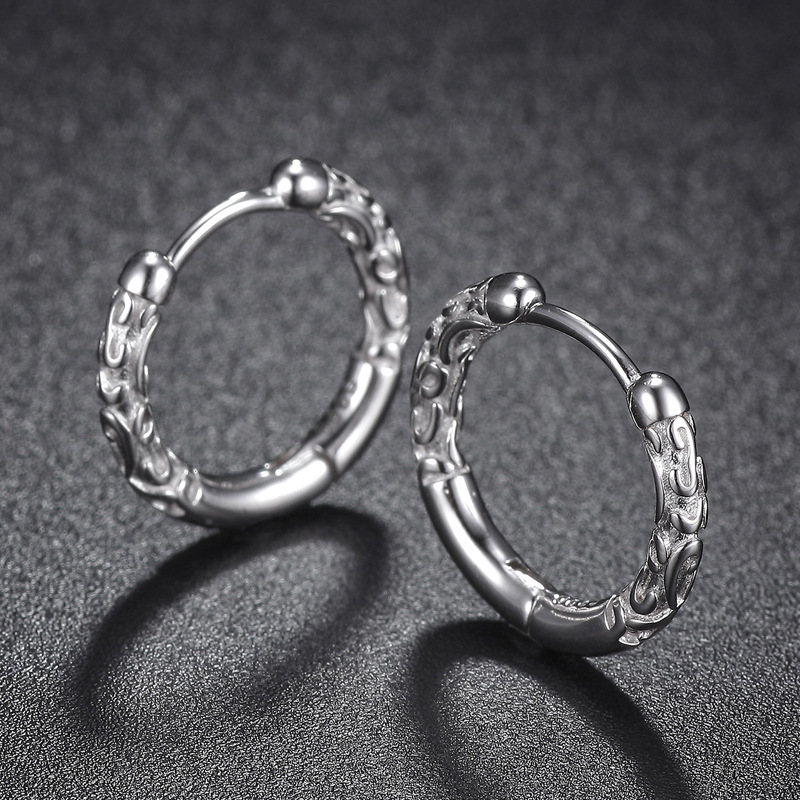 Men's Black Gold Earrings Silver Plated Unique Single Hip Hop Cudgel Style Trendy Jewelry For Both Men And Women_voghion.com