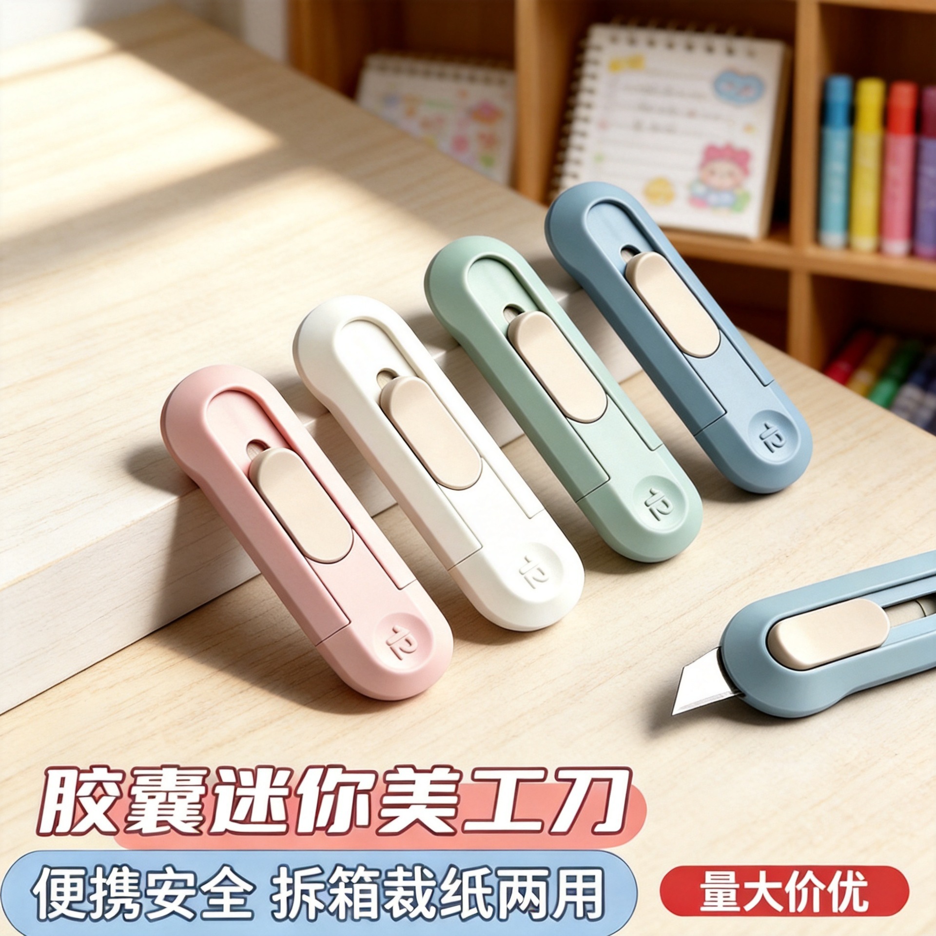 Portable Retractable Utility Knife Plastic Mini Portable Cutting and Unboxing Knife Safety Utility Knife